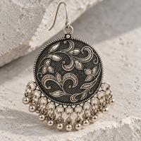 Oxidised Silver Drop Earrings