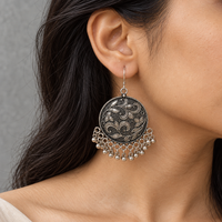 Oxidised Silver Drop Earrings