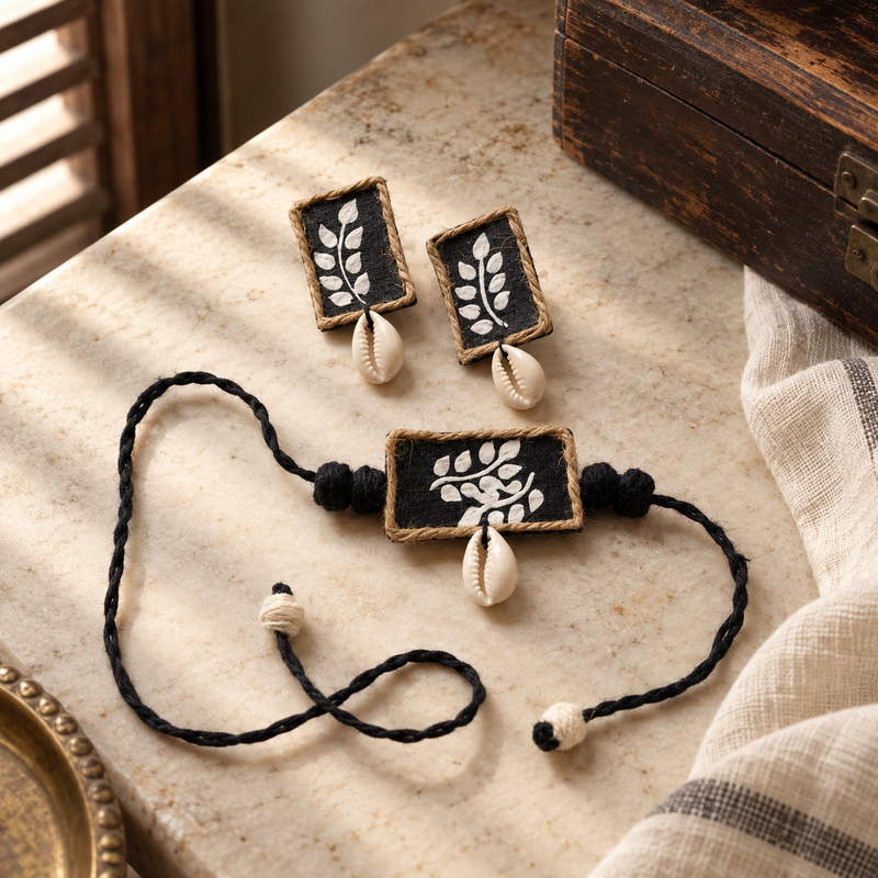Black And White Short Necklace Set