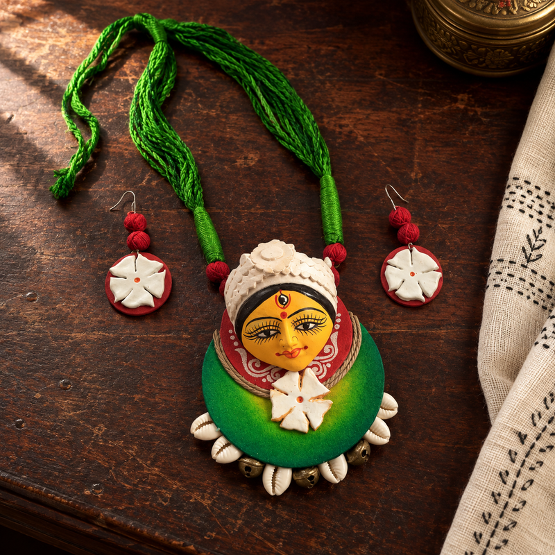 Bodhon (বোধন) — Green Durga Jewellery Set