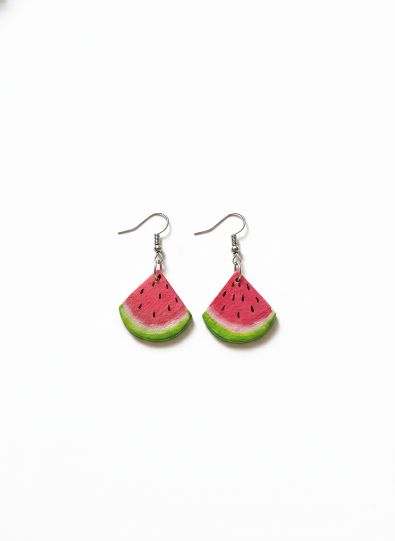Handcrafted watermelon clay earrings
