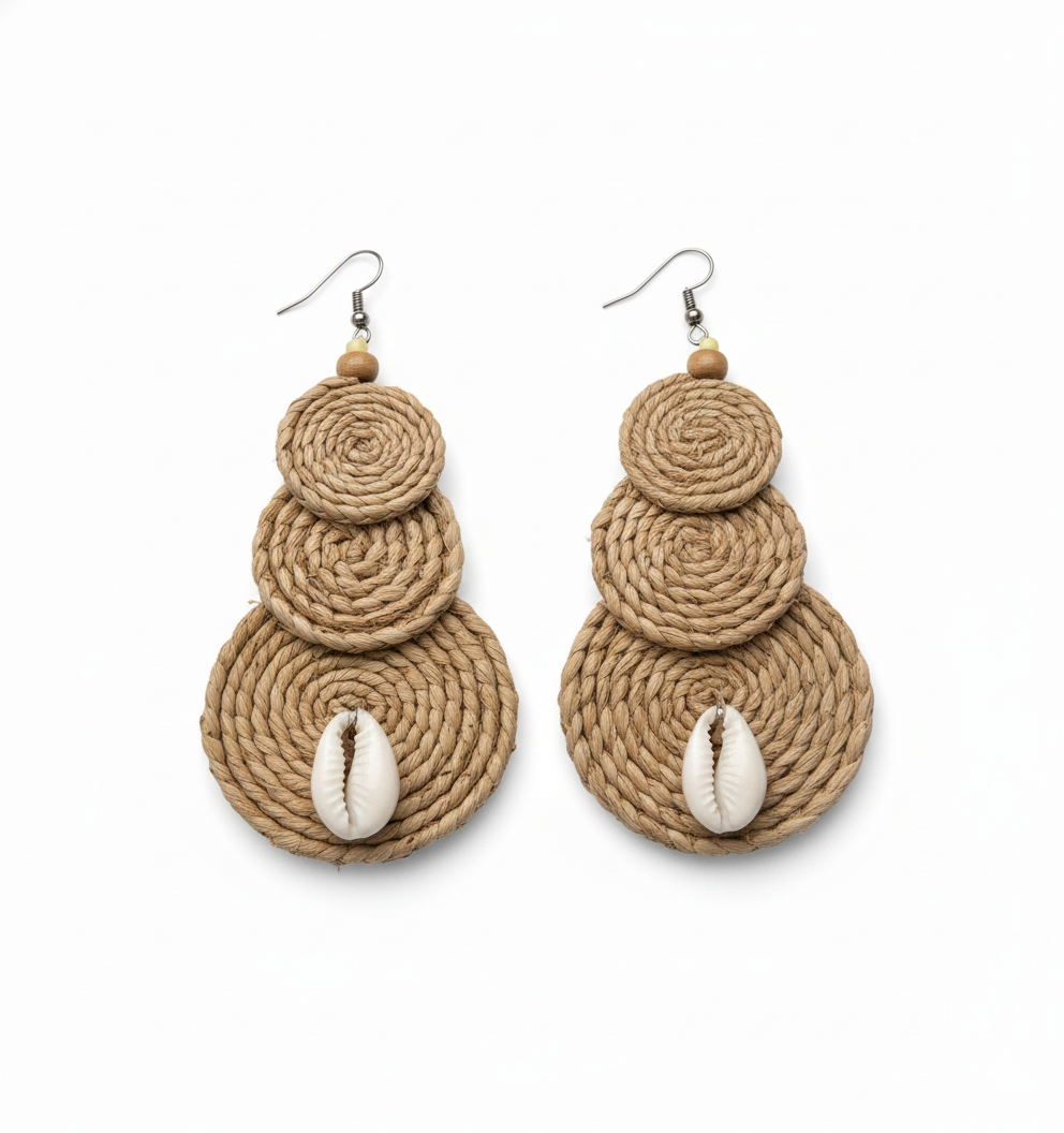 Jute Shell Drop Earrings