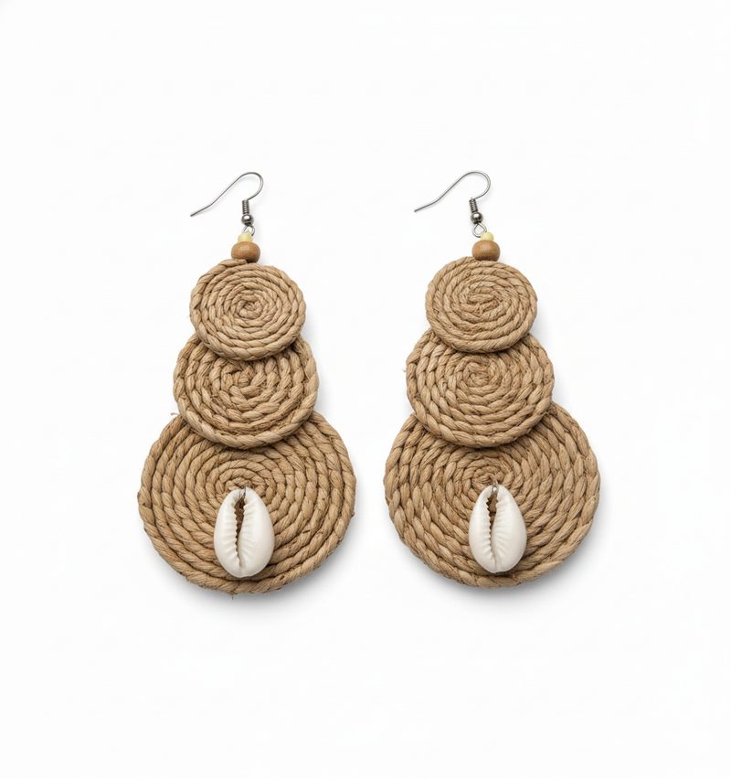 Jute Shell Drop Earrings