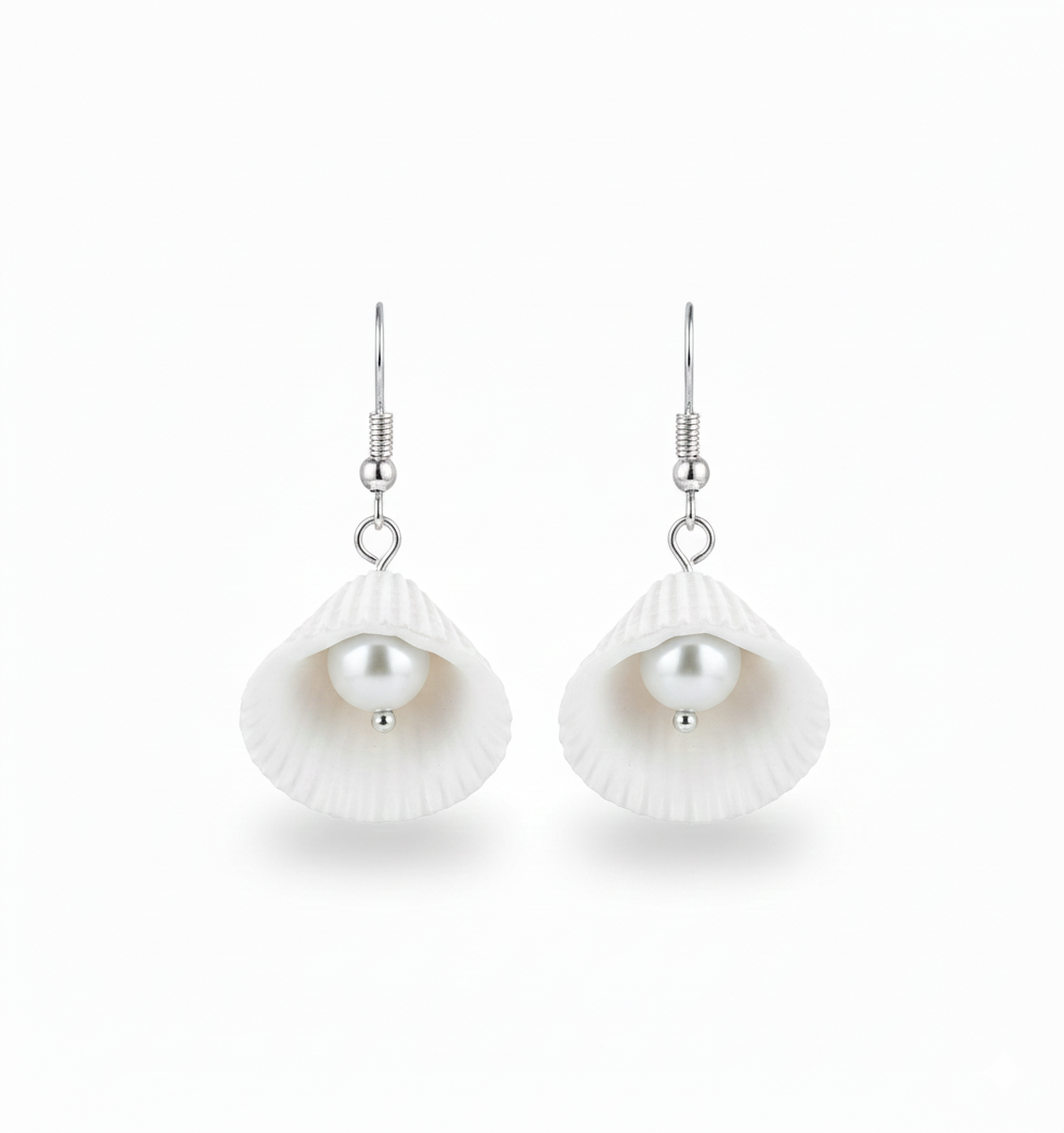 Oceanic Elegance Scalloped Pearl Drops