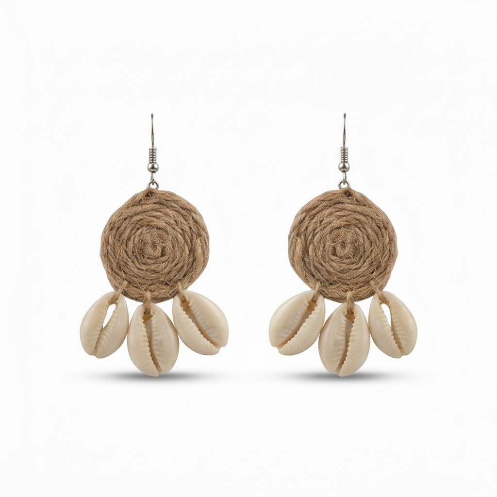 Handcrafted Jute & Cowrie Shell Jewelry Set