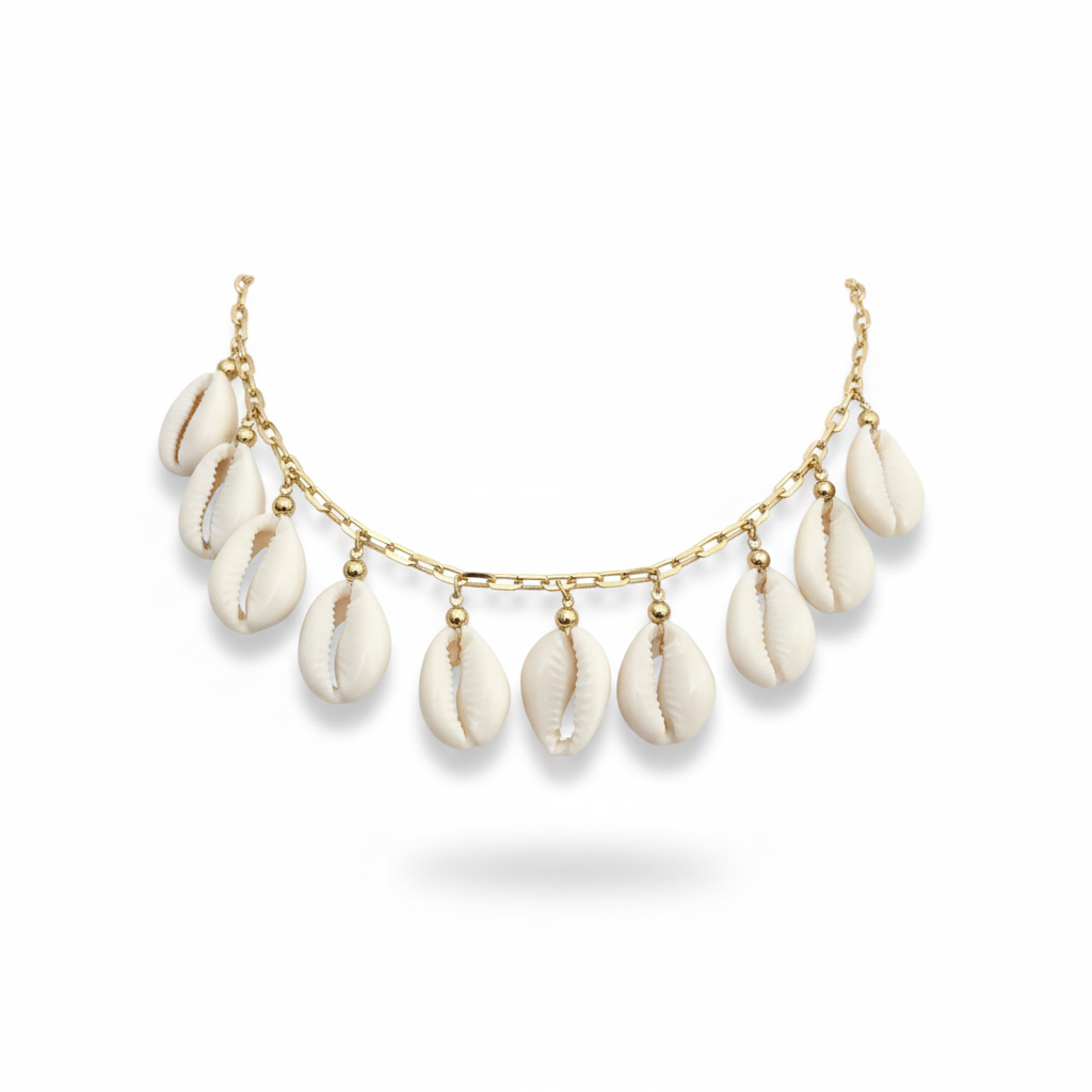 Bohemian Gold-Tone Cowrie Shell Necklace