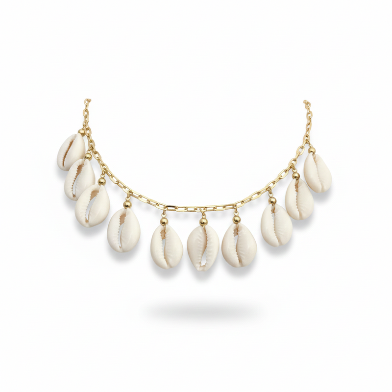 Bohemian Gold-Tone Cowrie Shell Necklace