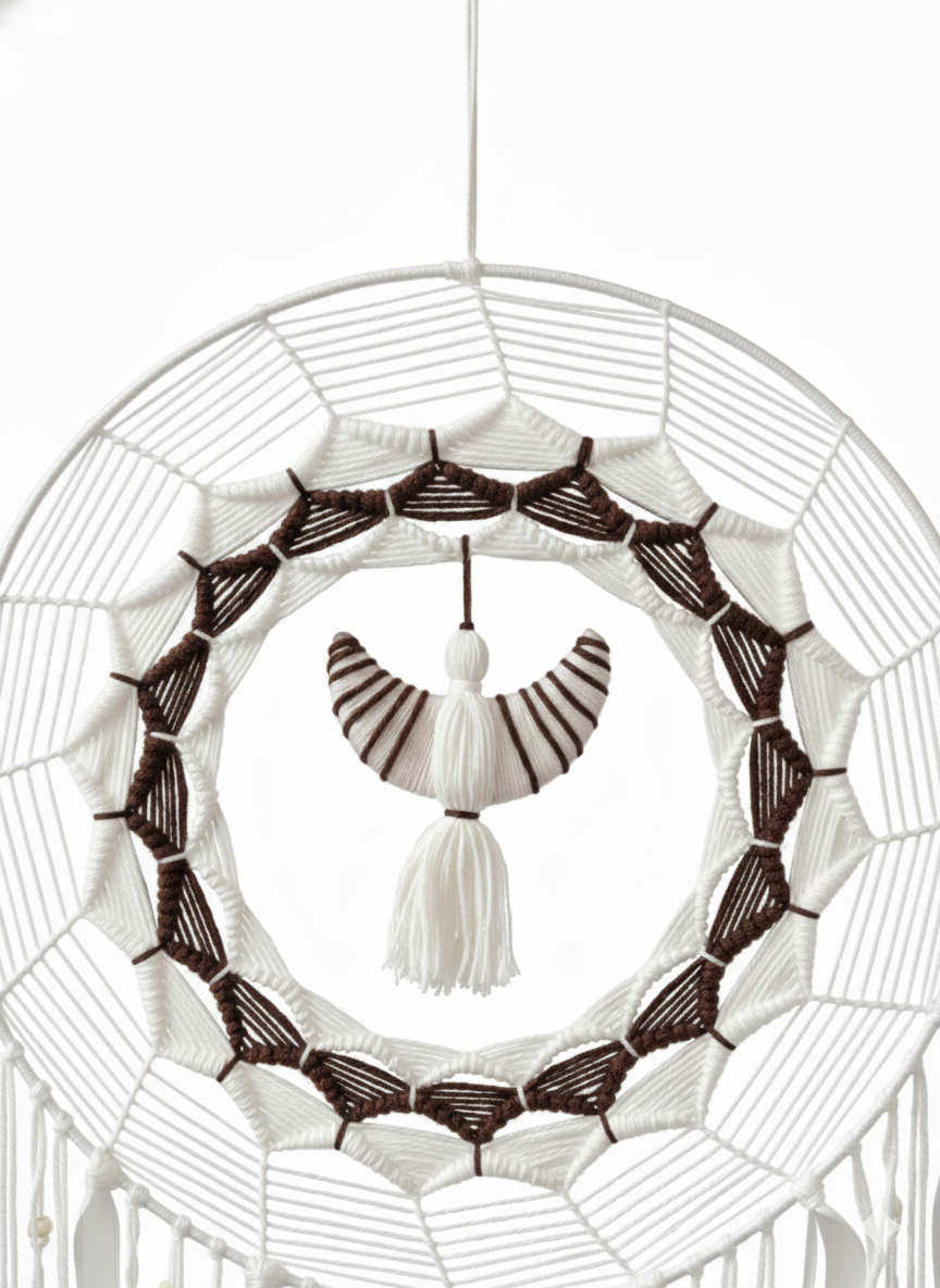 Boho Style White Dream Catcher (12 inch diameter)