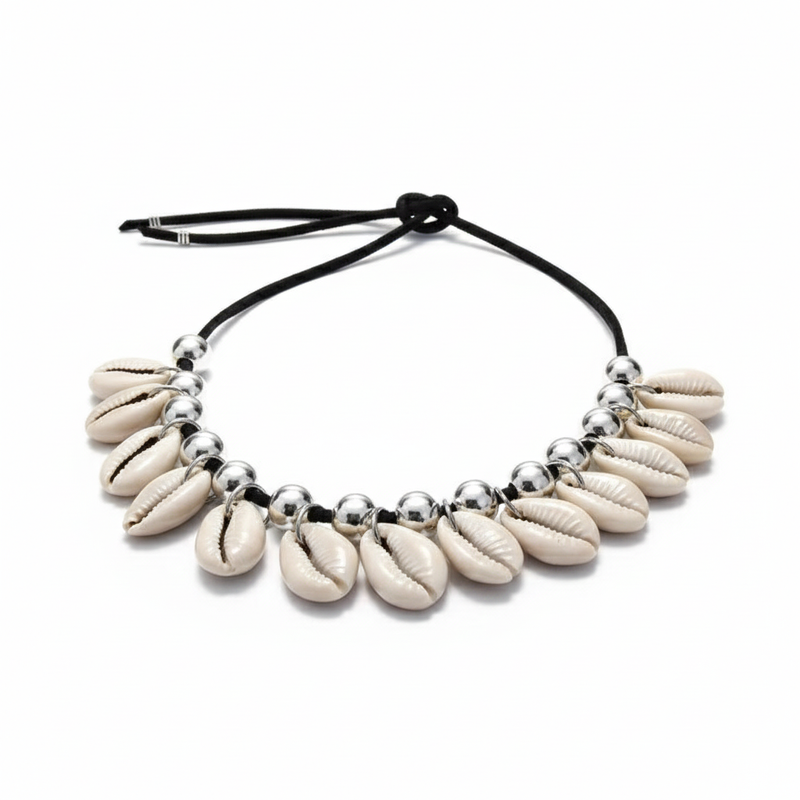 Silver & Black Shell Necklace
