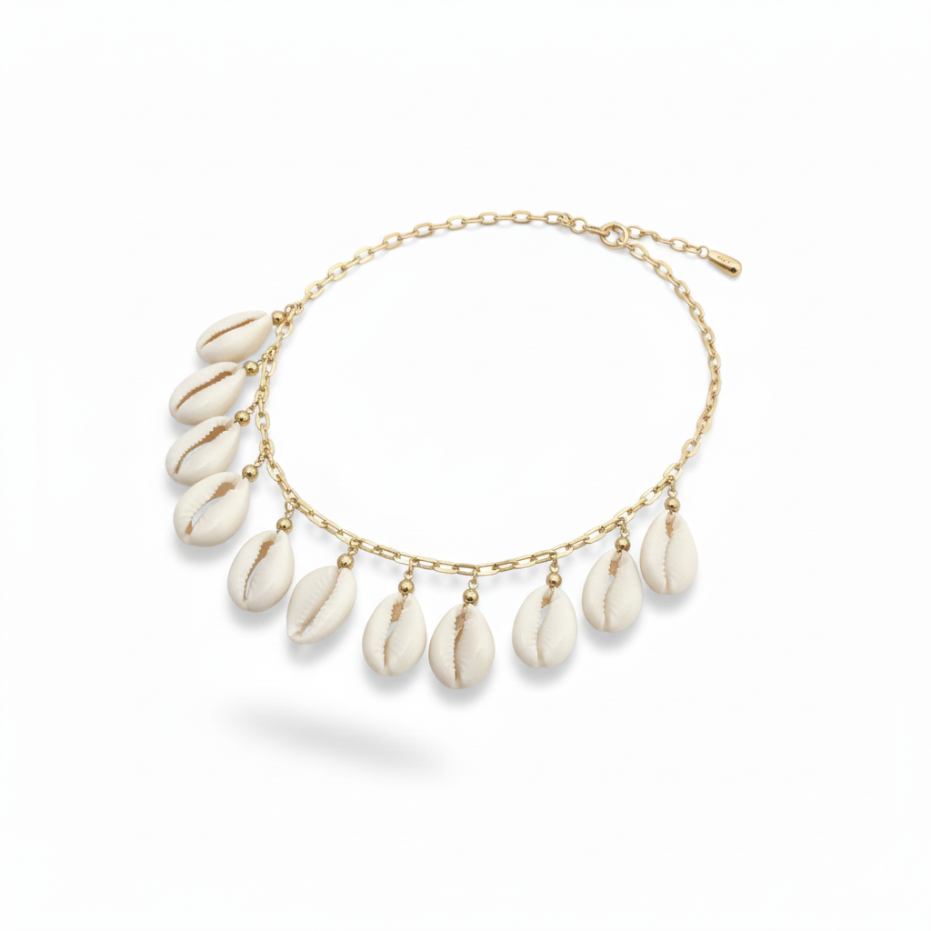 Bohemian Gold-Tone Cowrie Shell Necklace