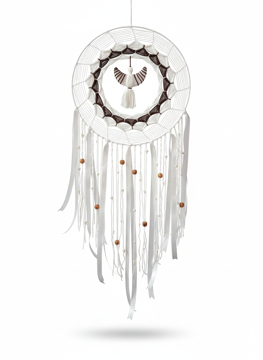 Boho Style White Dream Catcher (12 inch diameter)