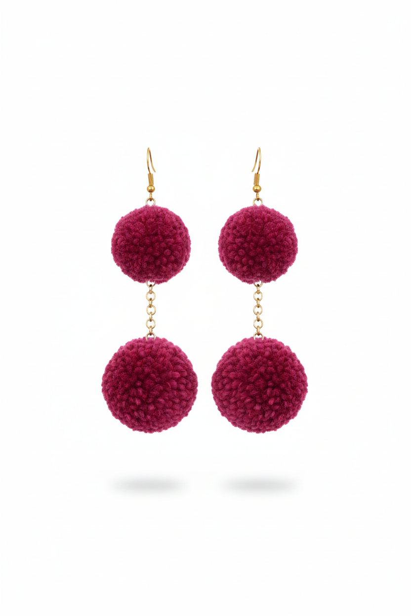 Pom-Pom Drop Earrings