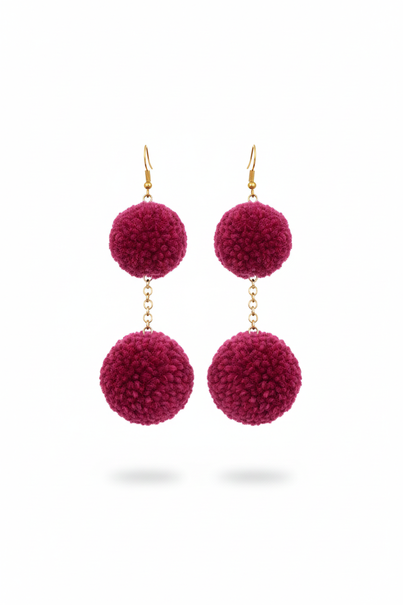 Pom-Pom Drop Earrings