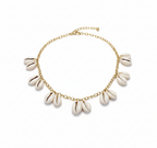 Golden Cowrie Shell Charm Necklace