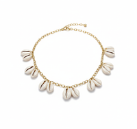 Golden Cowrie Shell Charm Necklace