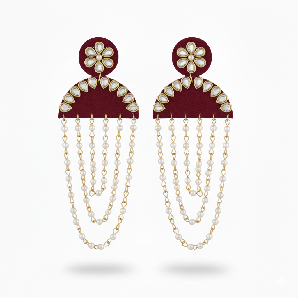 Chand-Tara Pearl Chain Earrings