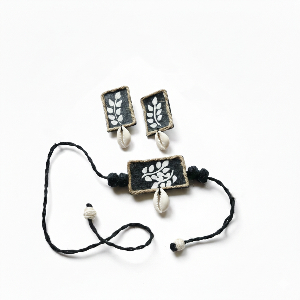 Black And White Short Necklace Set