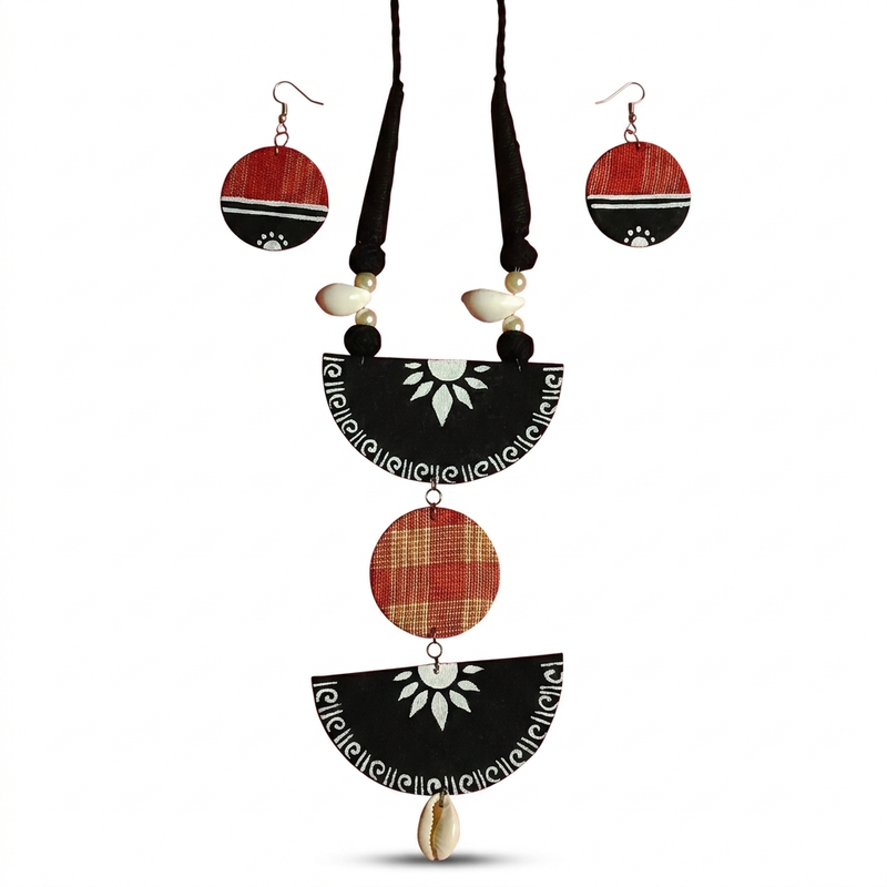 Traditional Bengali Fabric Art Jewellery Set