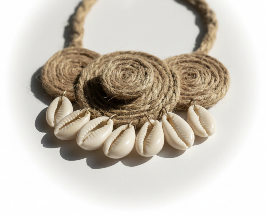 Handcrafted Jute & Cowrie Shell Jewelry Set