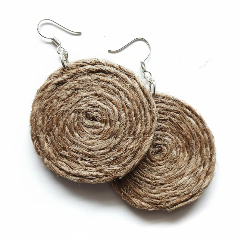 Natural Jute Spiral Earrings