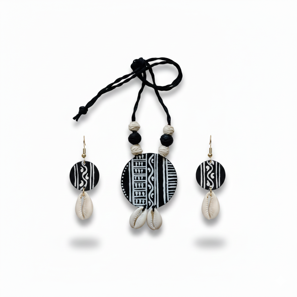 Black And White Long Jewellery Set